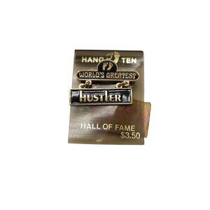 Hang Ten World's Greatest Hustler Hall of Fame Footprints Lapel Brooch Pin VTG